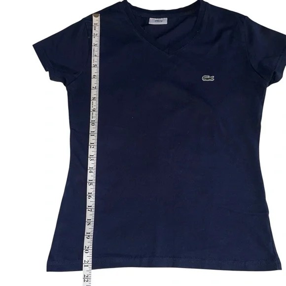 Lacoste Women's Navy Blue Short Sleeve Knit Shirt Sz XS - Picture 2 of 5